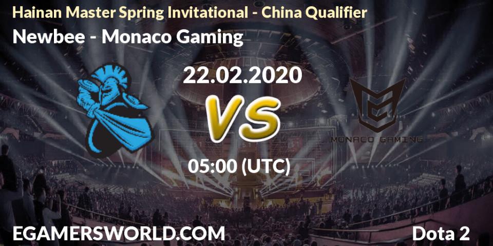 Newbee - Monaco Gaming: прогноз. 22.02.2020 at 05:32, Dota 2, Hainan Master Spring Invitational - China Qualifier