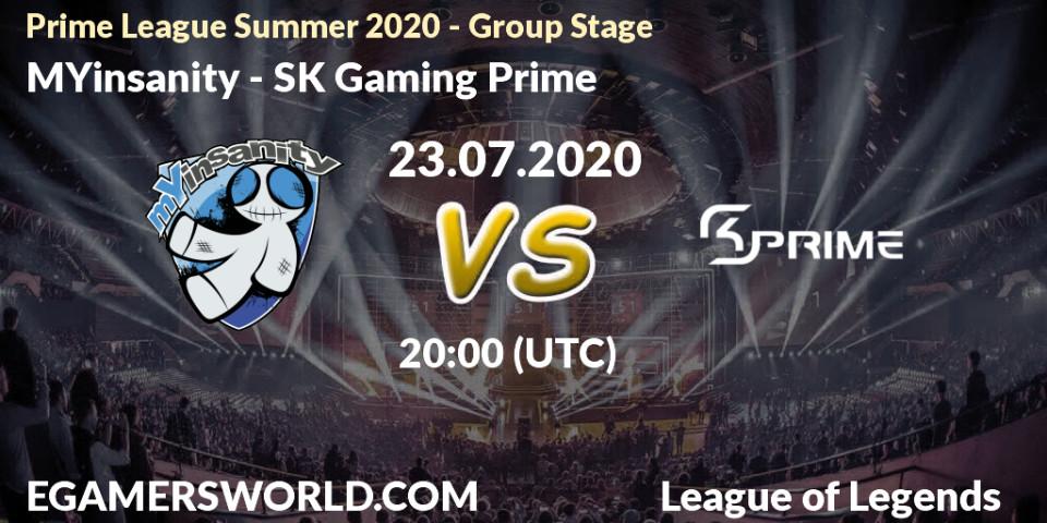 MYinsanity - SK Gaming Prime: прогноз. 23.07.2020 at 20:20, LoL, Prime League Summer 2020 - Group Stage