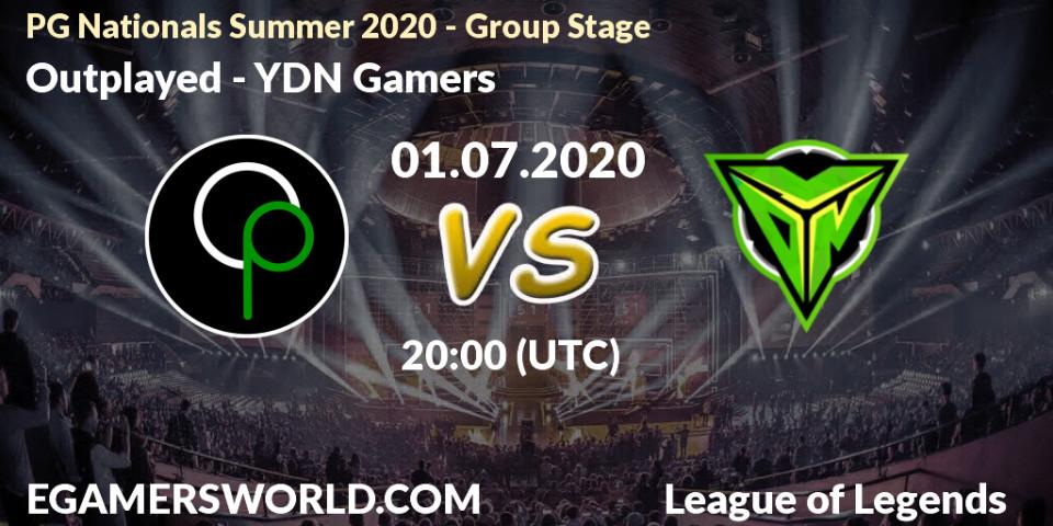 Outplayed - YDN Gamers: прогноз. 01.07.2020 at 20:00, LoL, PG Nationals Summer 2020 - Group Stage