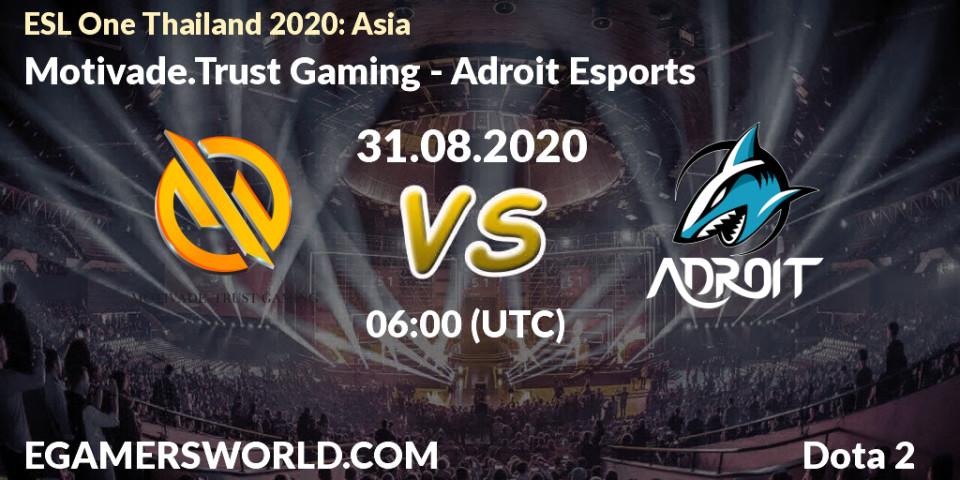 Motivade.Trust Gaming - Adroit Esports: прогноз. 31.08.2020 at 06:01, Dota 2, ESL One Thailand 2020: Asia