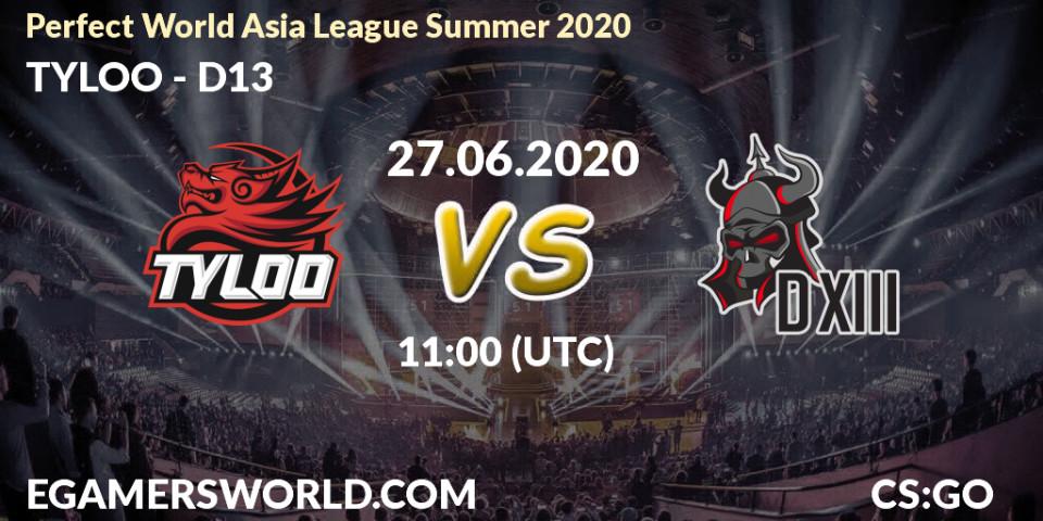 TYLOO - D13: прогноз. 27.06.20, CS2 (CS:GO), Perfect World Asia League Summer 2020