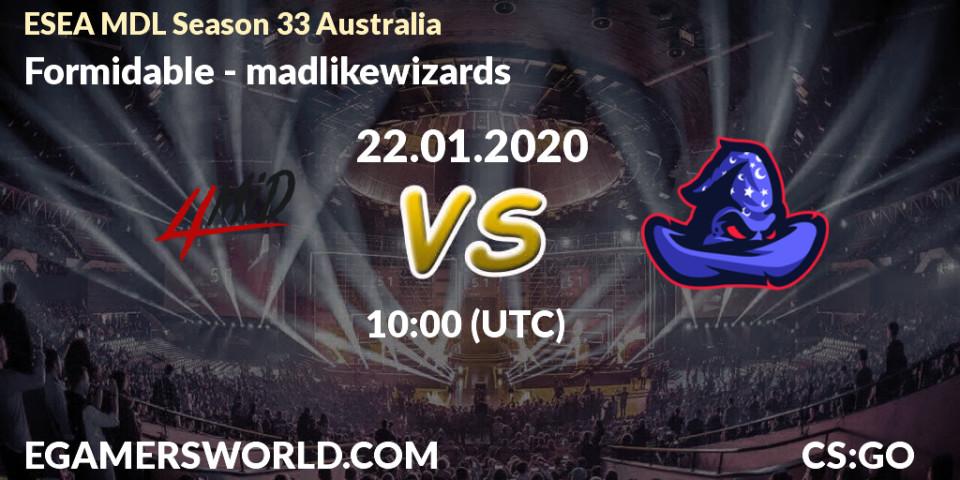 Formidable - madlikewizards: прогноз. 22.01.20, CS2 (CS:GO), ESEA MDL Season 33 Australia