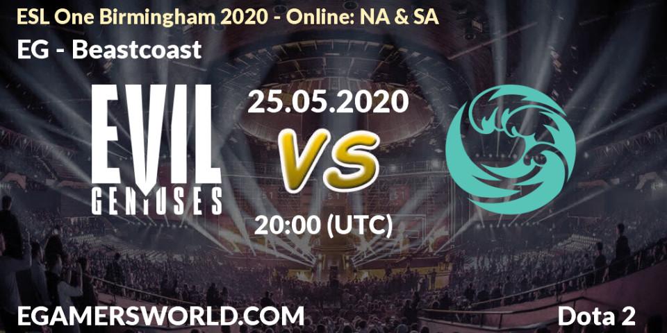 EG - Beastcoast: прогноз. 29.05.2020 at 17:33, Dota 2, ESL One Birmingham 2020 - Online: NA & SA