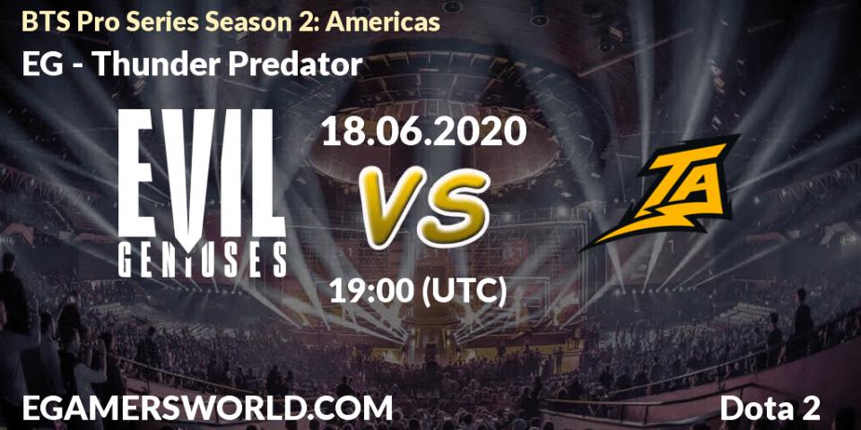 EG - Thunder Predator: прогноз. 18.06.2020 at 19:00, Dota 2, BTS Pro Series Season 2: Americas