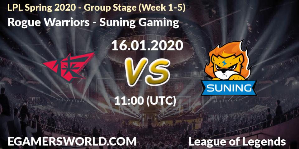 Rogue Warriors - Suning Gaming: прогноз. 16.01.20, LoL, LPL Spring 2020 - Group Stage (Week 1-4)