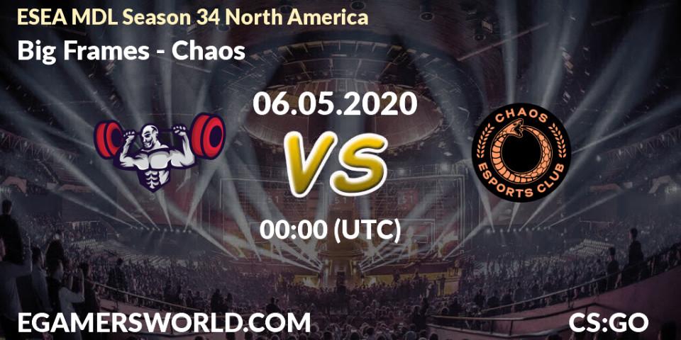 Big Frames - Chaos: прогноз. 06.05.2020 at 00:30, Counter-Strike (CS2), ESEA MDL Season 34 North America