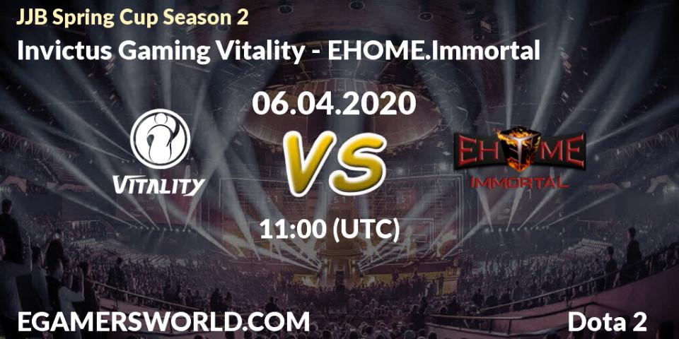 Invictus Gaming Vitality - EHOME.Immortal: прогноз. 07.04.2020 at 06:53, Dota 2, JJB Spring Cup Season 2