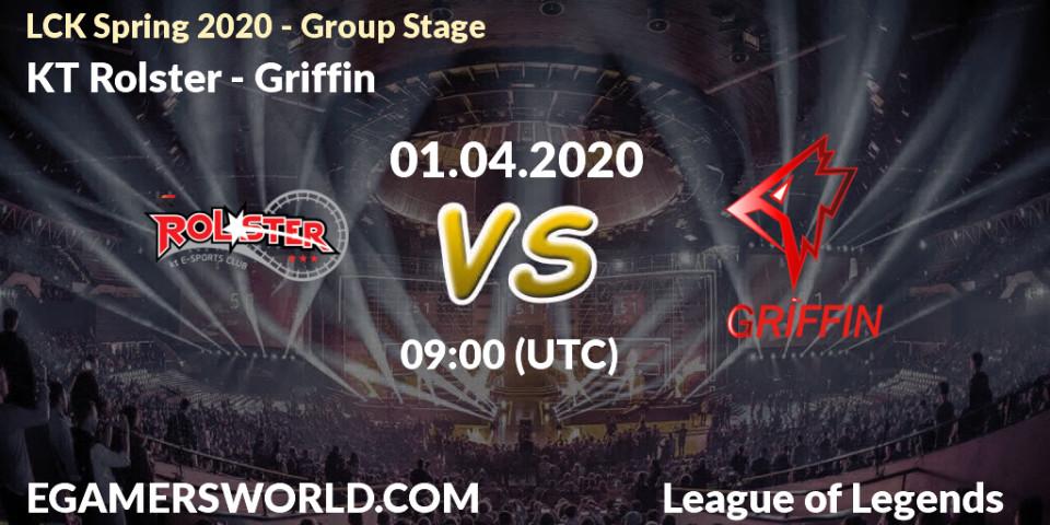 KT Rolster - Griffin: прогноз. 01.04.20, LoL, LCK Spring 2020 - Group Stage