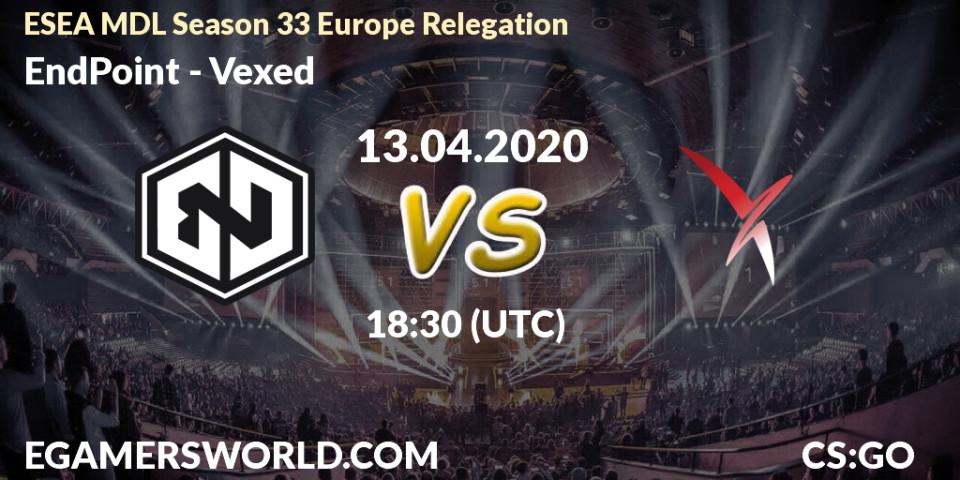 EndPoint - Vexed: прогноз. 13.04.2020 at 18:35, Counter-Strike (CS2), ESEA MDL Season 33 Europe Relegation
