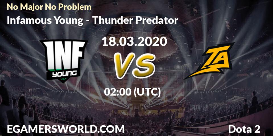 Infamous Young - Thunder Predator: прогноз. 18.03.2020 at 02:00, Dota 2, No Major No Problem