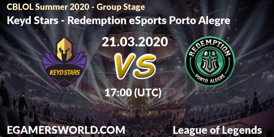 Keyd Stars - Redemption eSports Porto Alegre: прогноз. 10.04.20, LoL, CBLOL Summer 2020 - Group Stage