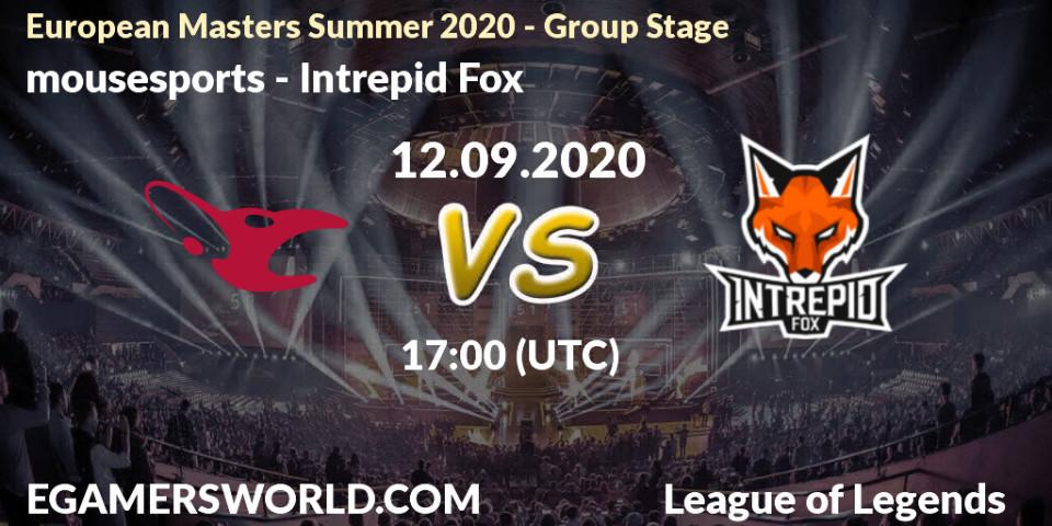 mousesports - Intrepid Fox: прогноз. 12.09.20, LoL, European Masters Summer 2020 - Group Stage