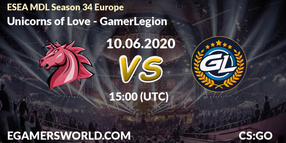Unicorns of Love - GamerLegion: прогноз. 10.06.2020 at 15:00, Counter-Strike (CS2), ESEA MDL Season 34 Europe