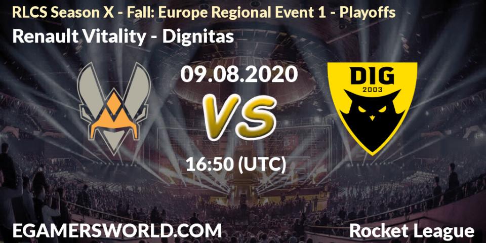 Renault Vitality - Dignitas: прогноз. 09.08.2020 at 16:50, Rocket League, RLCS Season X - Fall: Europe Regional Event 1 - Playoffs