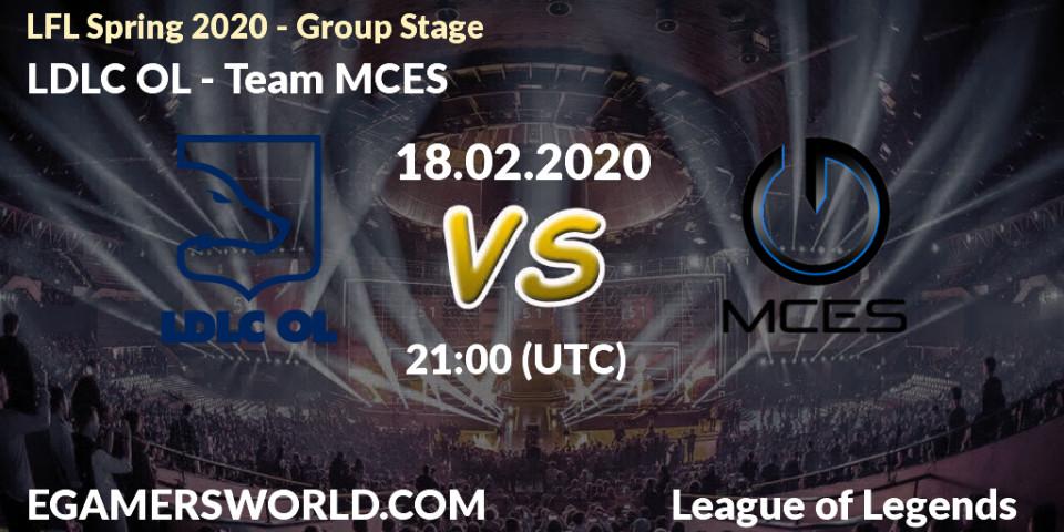 LDLC OL - Team MCES: прогноз. 18.02.2020 at 21:00, LoL, LFL Spring 2020 - Group Stage