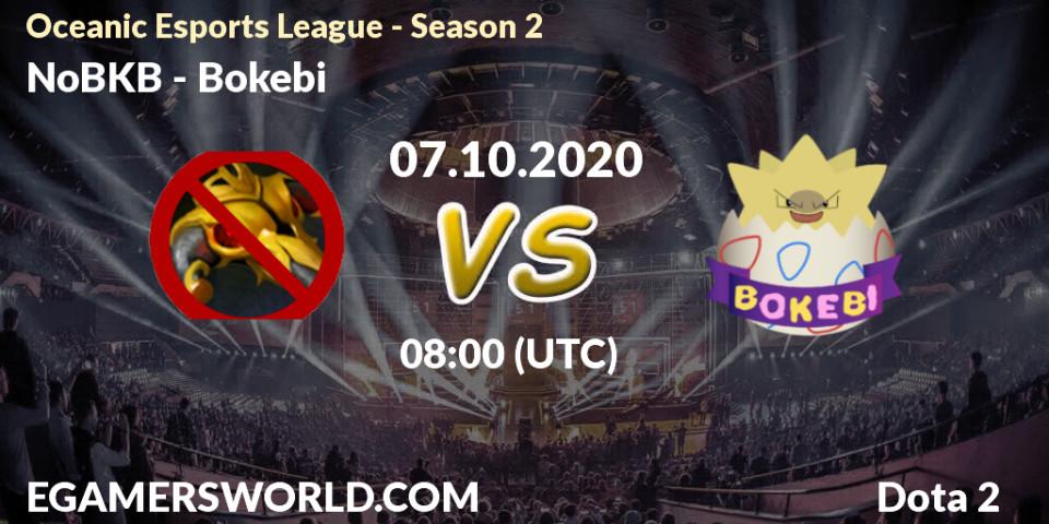 NoBKB - Bokebi: прогноз. 07.10.2020 at 08:00, Dota 2, Oceanic Esports League - Season 2