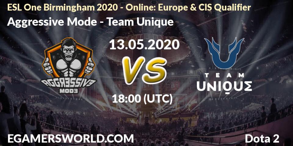 Aggressive Mode - Team Unique: прогноз. 13.05.2020 at 18:47, Dota 2, ESL One Birmingham 2020 - Online: Europe & CIS Qualifier