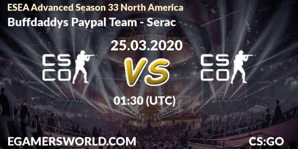 Buffdaddys Paypal Team - Serac: прогноз. 25.03.20, CS2 (CS:GO), ESEA Advanced Season 33 North America