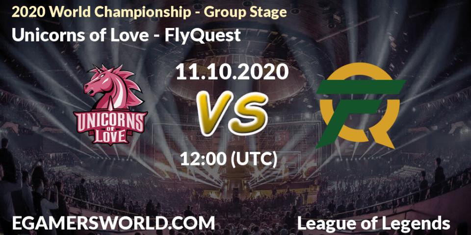 Unicorns of Love - FlyQuest: прогноз. 11.10.2020 at 12:00, LoL, 2020 World Championship - Group Stage