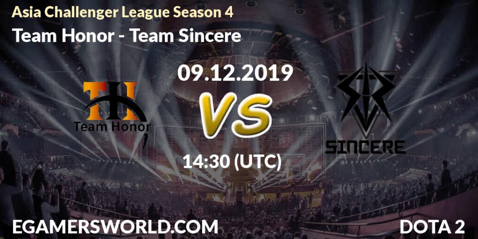 Team Honor - Team Sincere: прогноз. 09.12.19, Dota 2, Asia Challenger League Season 4