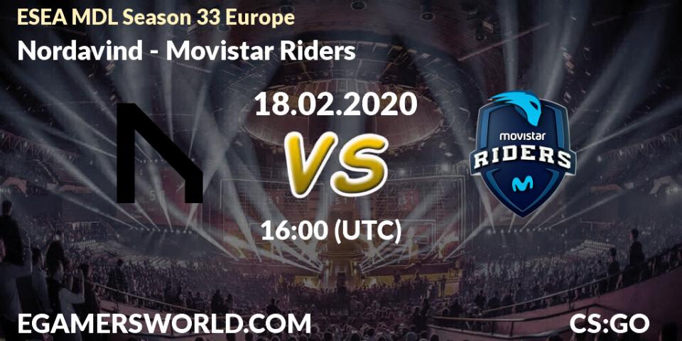 Nordavind - Movistar Riders: прогноз. 18.02.2020 at 16:00, Counter-Strike (CS2), ESEA MDL Season 33 Europe
