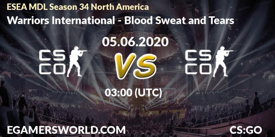 Warriors International - Blood Sweat and Tears: прогноз. 05.06.20, CS2 (CS:GO), ESEA MDL Season 34 North America