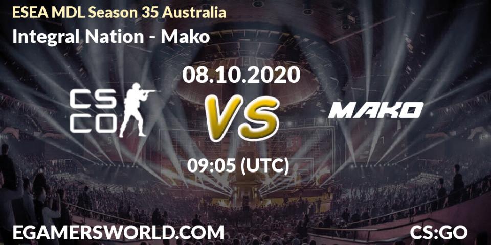 Integral Nation - Mako: прогноз. 14.10.2020 at 09:05, Counter-Strike (CS2), ESEA MDL Season 35 Australia