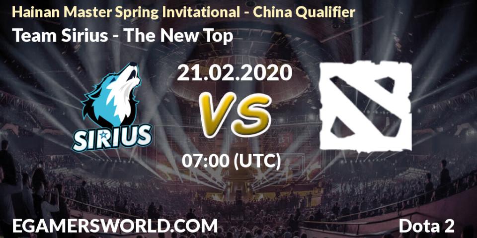 Team Sirius - The New Top: прогноз. 21.02.20, Dota 2, Hainan Master Spring Invitational - China Qualifier