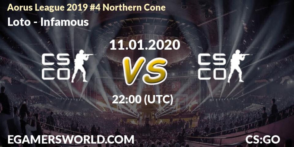 Loto - Infamous: прогноз. 11.01.2020 at 22:10, Counter-Strike (CS2), Aorus League 2019 #4 Northern Cone