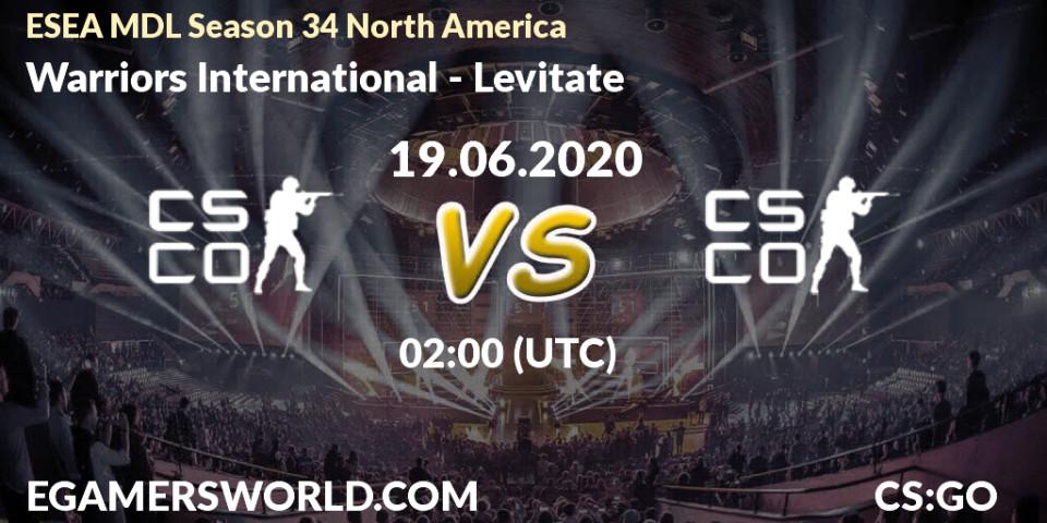 Warriors International - Levitate: прогноз. 24.06.2020 at 01:00, Counter-Strike (CS2), ESEA MDL Season 34 North America