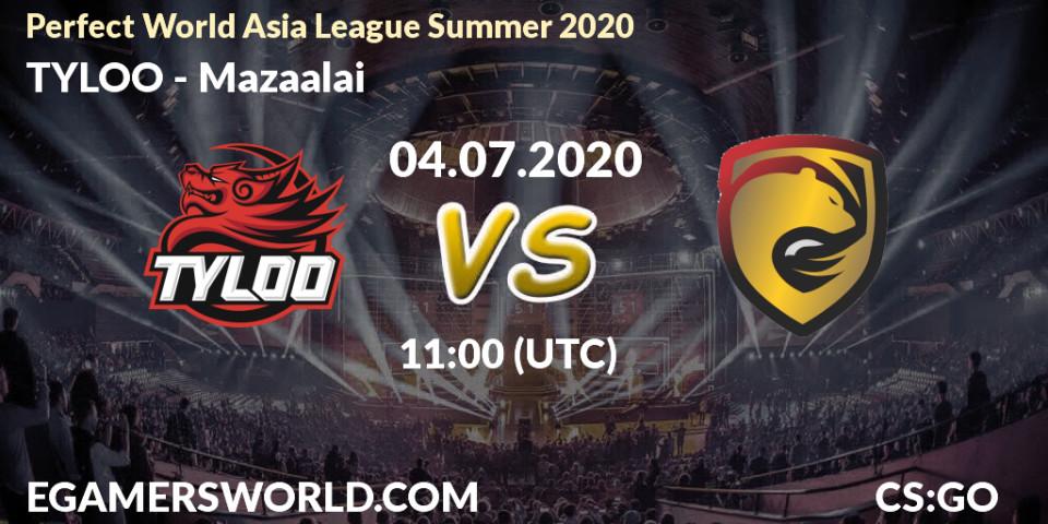 TYLOO - Mazaalai: прогноз. 04.07.2020 at 13:00, Counter-Strike (CS2), Perfect World Asia League Summer 2020