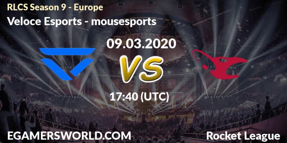 Veloce Esports - mousesports: прогноз. 09.03.20, Rocket League, RLCS Season 9 - Europe