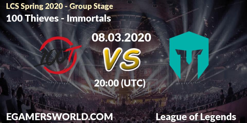 100 Thieves - Immortals: прогноз. 08.03.20, LoL, LCS Spring 2020 - Group Stage