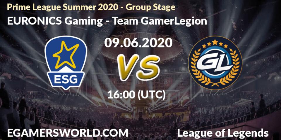EURONICS Gaming - Team GamerLegion: прогноз. 09.06.2020 at 16:00, LoL, Prime League Summer 2020 - Group Stage