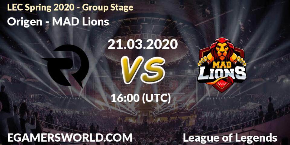 Origen - MAD Lions: прогноз. 28.03.20, LoL, LEC Spring 2020 - Group Stage