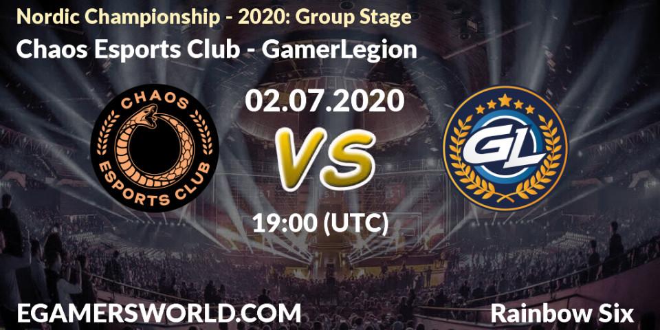 Chaos Esports Club - GamerLegion: прогноз. 02.07.2020 at 19:00, Rainbow Six, Nordic Championship - 2020: Group Stage
