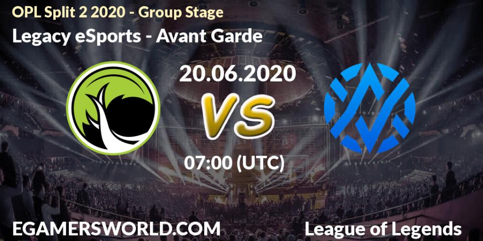 Legacy eSports - Avant Garde: прогноз. 20.06.2020 at 08:00, LoL, OPL Split 2 2020 - Group Stage