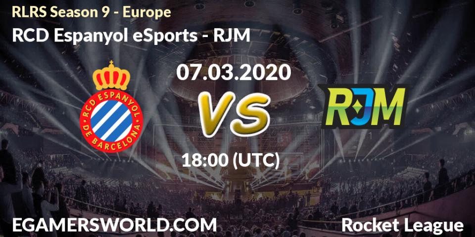 RCD Espanyol eSports - RJM: прогноз. 07.03.2020 at 18:00, Rocket League, RLRS Season 9 - Europe
