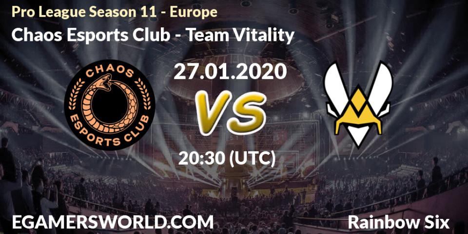 Chaos Esports Club - Team Vitality: прогноз. 27.01.20, Rainbow Six, Pro League Season 11 - Europe