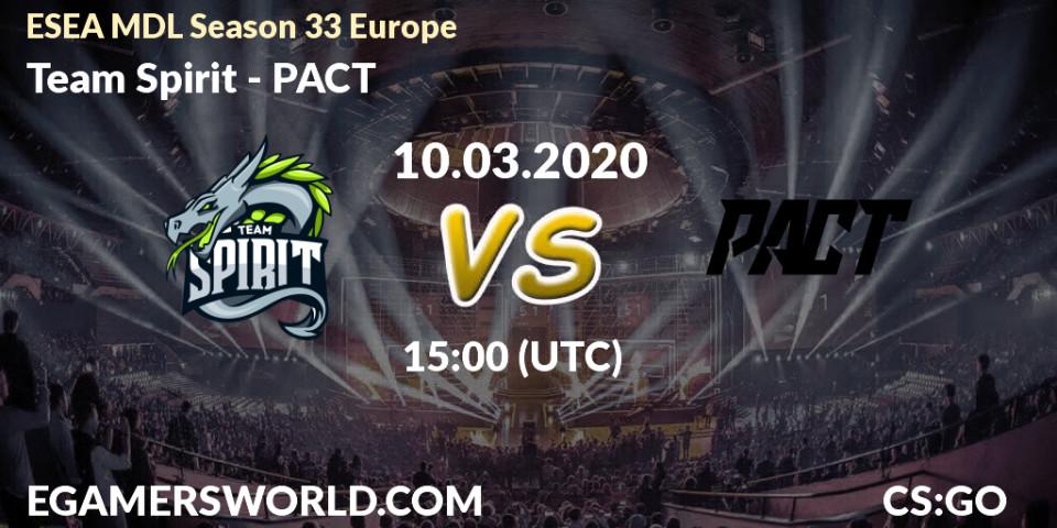 Team Spirit - PACT: прогноз. 10.03.2020 at 15:05, Counter-Strike (CS2), ESEA MDL Season 33 Europe