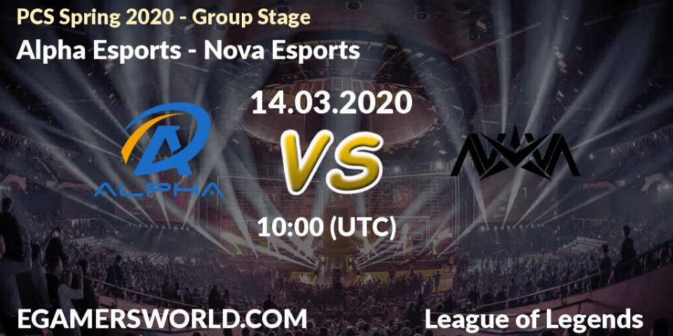 Alpha Esports - Nova Esports: прогноз. 14.03.2020 at 10:00, LoL, PCS Spring 2020 - Group Stage