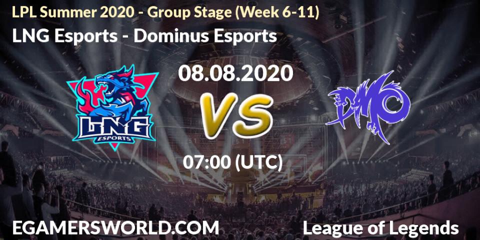 LNG Esports - Dominus Esports: прогноз. 08.08.20, LoL, LPL Summer 2020 - Group Stage (Week 6-11)