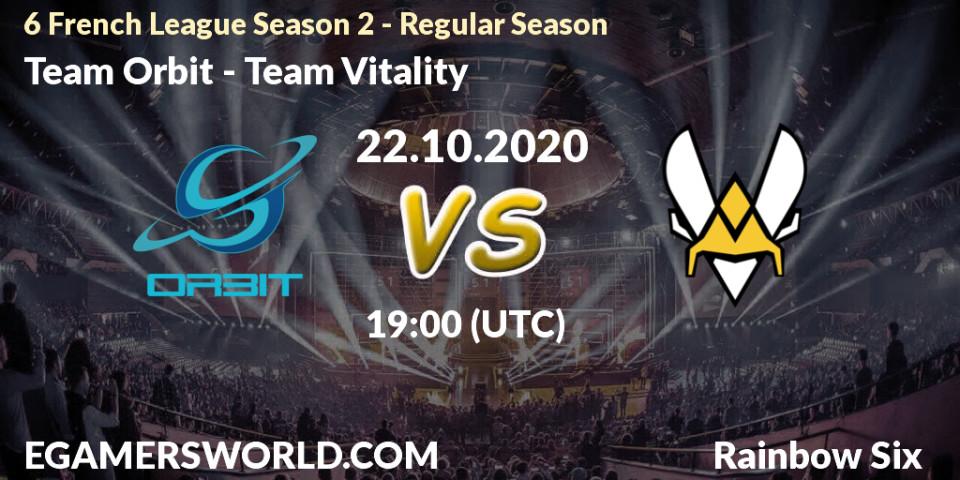 Team Orbit - Team Vitality: прогноз. 22.10.2020 at 19:00, Rainbow Six, 6 French League Season 2 