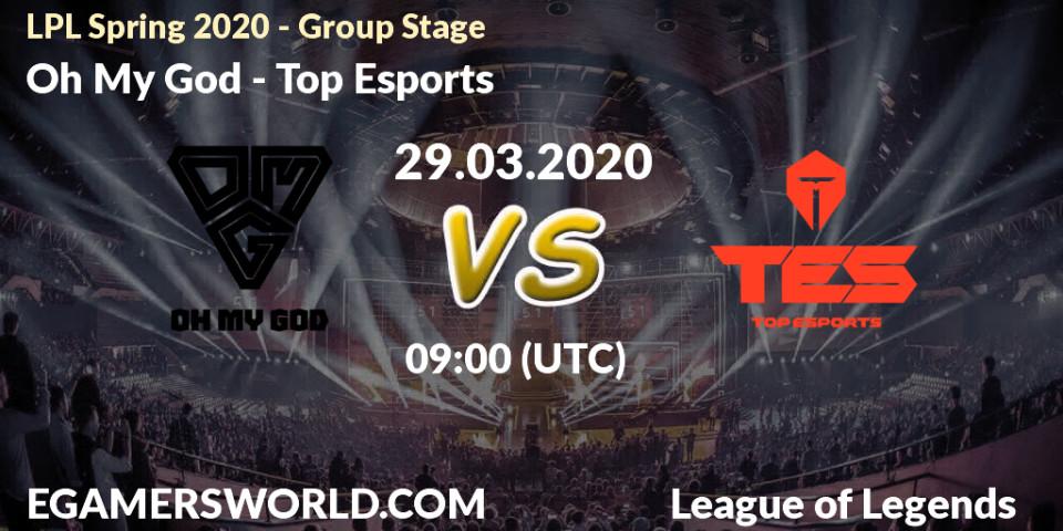 Oh My God - Top Esports: прогноз. 29.03.2020 at 09:00, LoL, LPL Spring 2020 - Group Stage (Week 1-4)