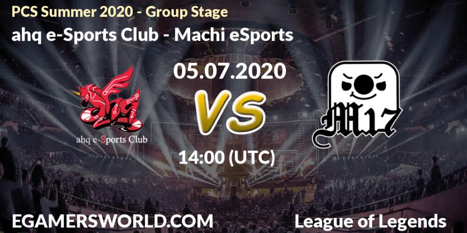ahq e-Sports Club - Machi eSports: прогноз. 05.07.2020 at 14:20, LoL, PCS Summer 2020 - Group Stage