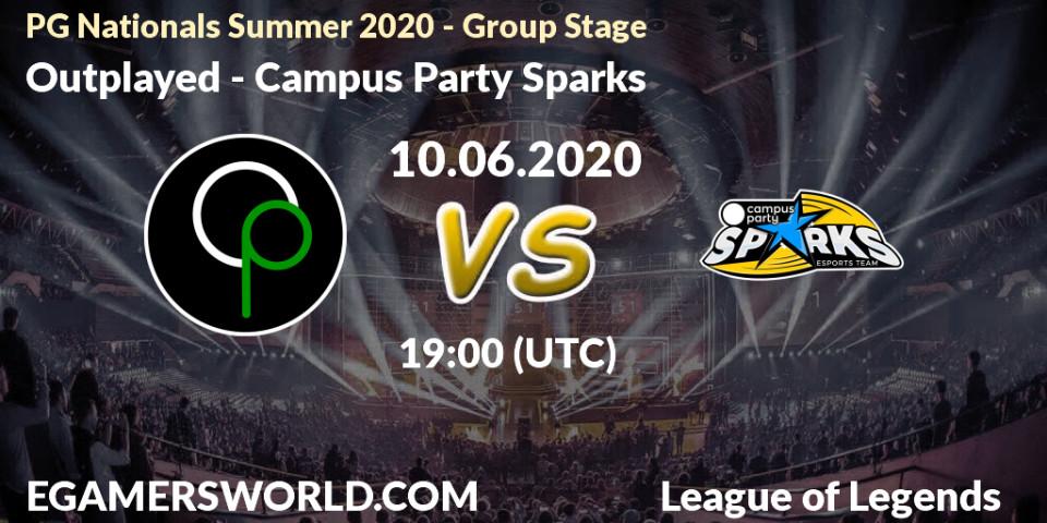 Outplayed - Campus Party Sparks: прогноз. 10.06.2020 at 19:00, LoL, PG Nationals Summer 2020 - Group Stage