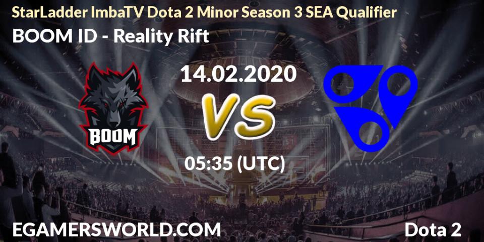 BOOM ID - Reality Rift: прогноз. 14.02.2020 at 05:38, Dota 2, StarLadder ImbaTV Dota 2 Minor Season 3 SEA Qualifier