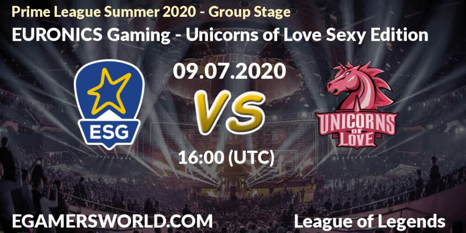 EURONICS Gaming - Unicorns of Love Sexy Edition: прогноз. 09.07.2020 at 19:00, LoL, Prime League Summer 2020 - Group Stage
