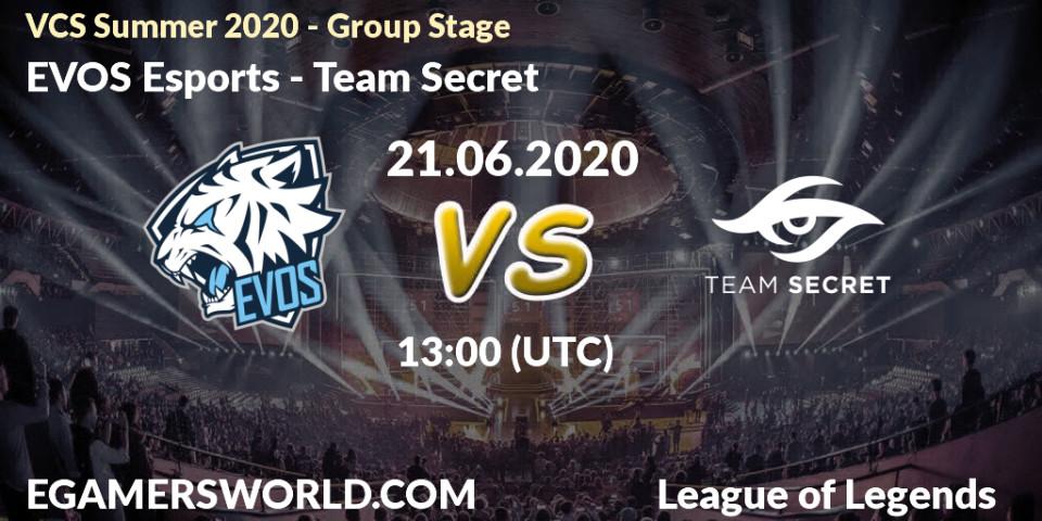 EVOS Esports - Team Secret: прогноз. 21.06.20, LoL, VCS Summer 2020 - Group Stage