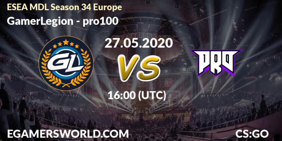 GamerLegion - pro100: прогноз. 11.06.20, CS2 (CS:GO), ESEA MDL Season 34 Europe